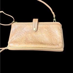 The Sak Brown Leather Embossed Crossbody Bag